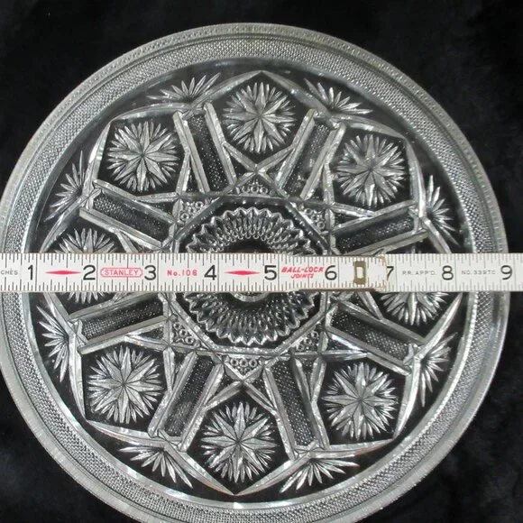 Vintage Clear-Cut Glass Decanter with Tray and 6 Glasses Bar Accessories
